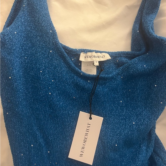 WeWoreWhat Cowl Mini Dress in Aquamarine - Picture 6 of 6